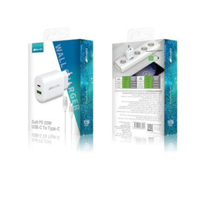 מטען קיר NORDIC GaN PD 20W עם כבל Type-C
