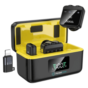 מיקרופון דש אלחוטי כפול לאנדרואיד ואייפון עם בית טעינה Hoco L17