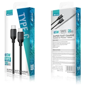 כבל טעינה והעברת נתונים מחוזק USB-C ל-TYPE-C באורך 35 ס"מ בהספק מירבי 65W מבית Nordic