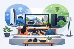 פלייסטיישן מול אקסבוקס למשפחה בסלון